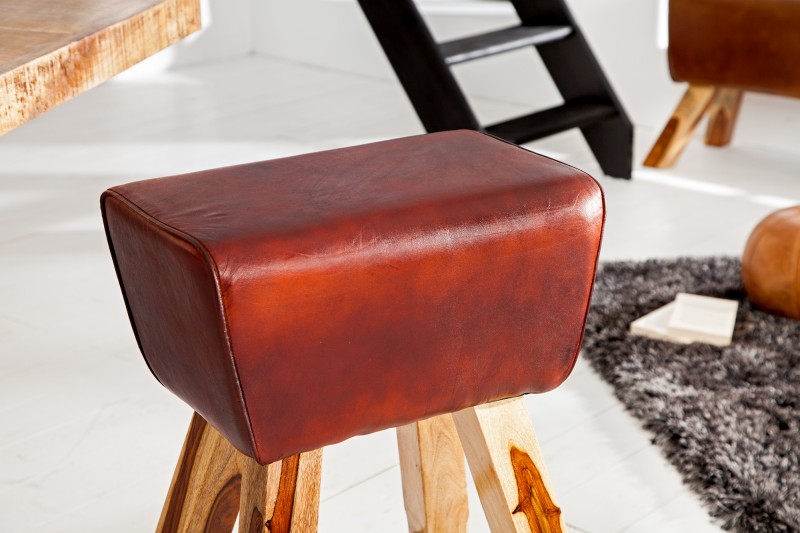 Barová židle Bock - hnědá kůže / 36815