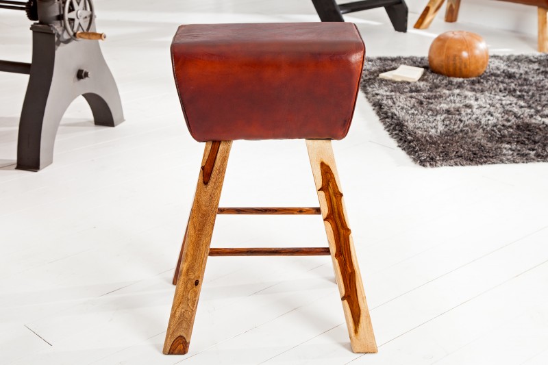 Barová židle Bock - hnědá kůže / 36815