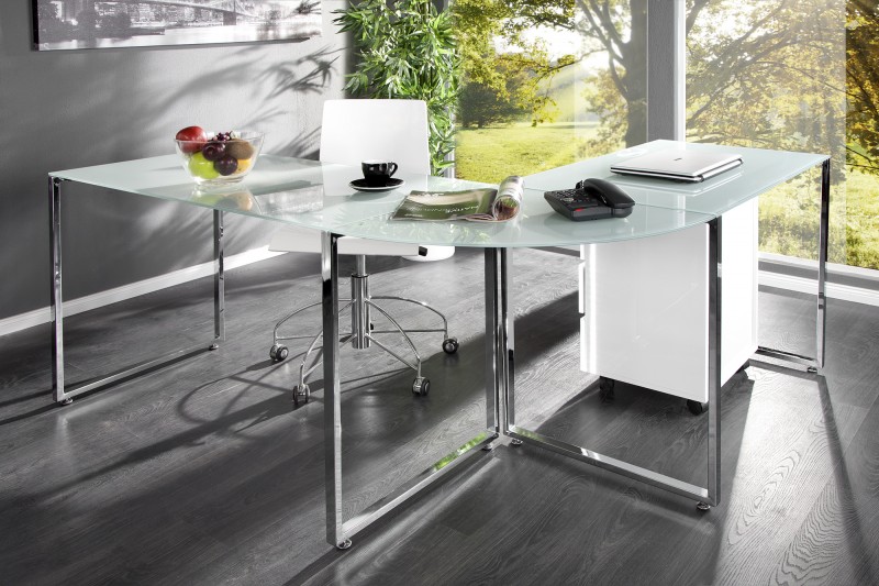 Pracovní stůl Corner Table  - bílé sklo / 38382