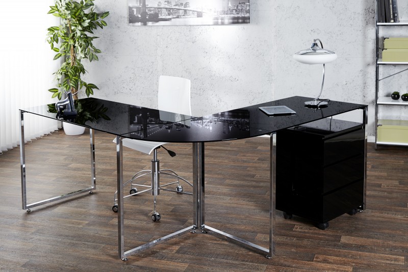 Pracovní stůl Corner Table - černé sklo / 38381