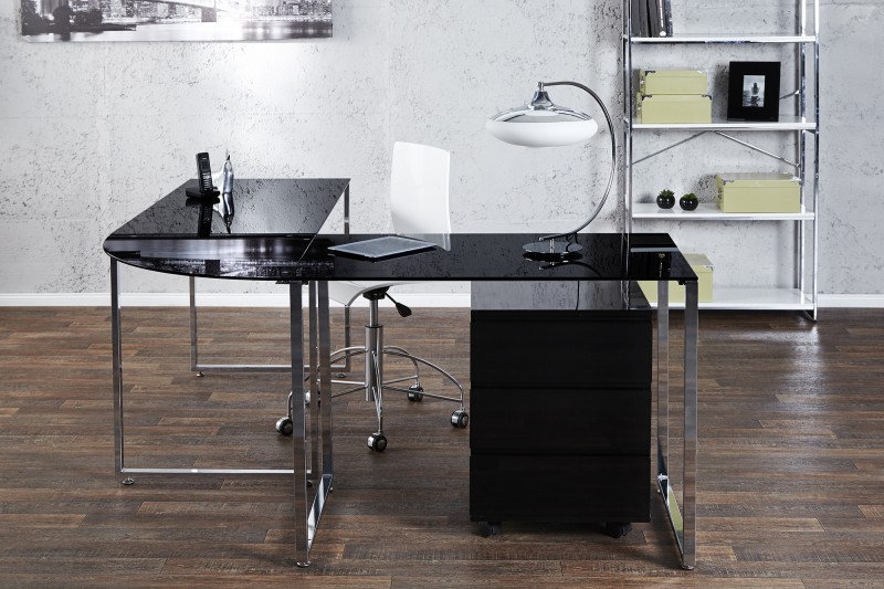 Pracovní stůl Corner Table - černé sklo / 38381