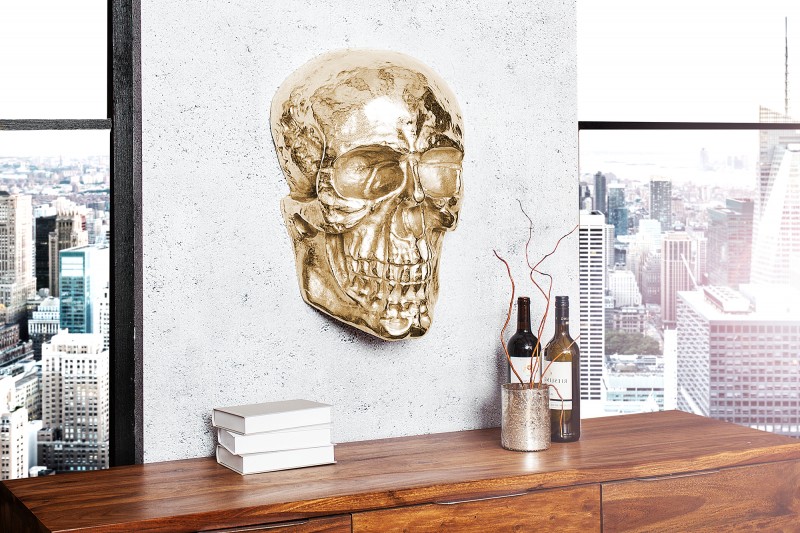 Wandskulptur Skull 40cm Gold 38385 6101