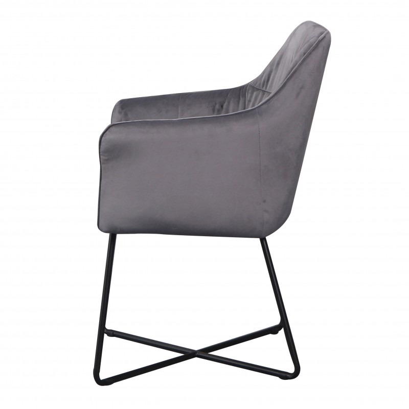 Jídelní židle Owen - stříbrno-šedá, samet / 38860 - 1ks skladem