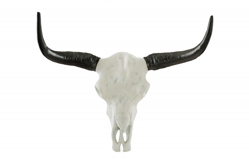 Dekorační lebka El Toro 70cm - bílá, černá / 37914