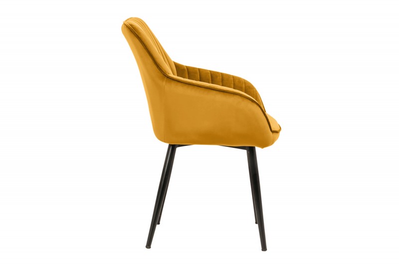 Jídelní židle Monroe - hořčičná žlutá, samet / 39528