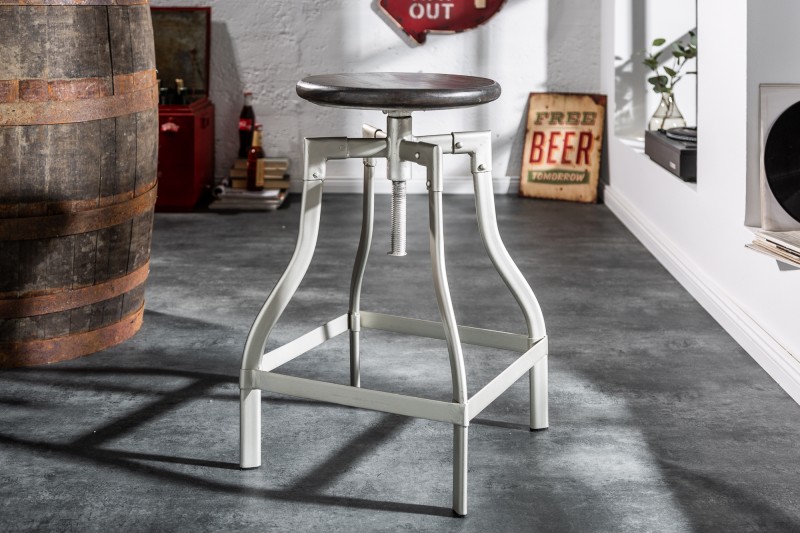 Barová židle Iron Craft 60-74cm - šedá, mango / 39456 - 1ks skladem