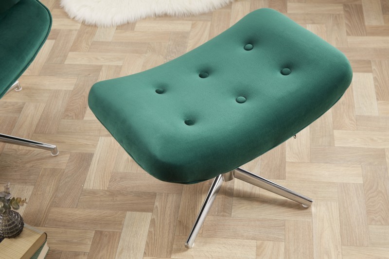 Otočná stolička Lounger smaragdově zelený samet / 39514