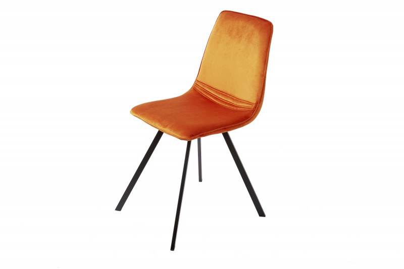 Jídelní židle Cindy - oranžová, samet / 39919 - 2ks skladem