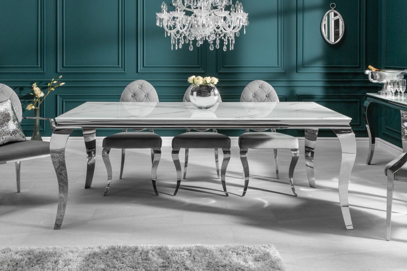 Jídelní stůl Giacomo 180cm x 95cm - mramor, stříbrná / 39995