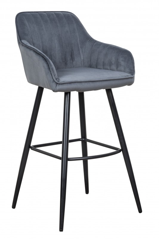 Barová židle Monroe - šedá, samet / 40435