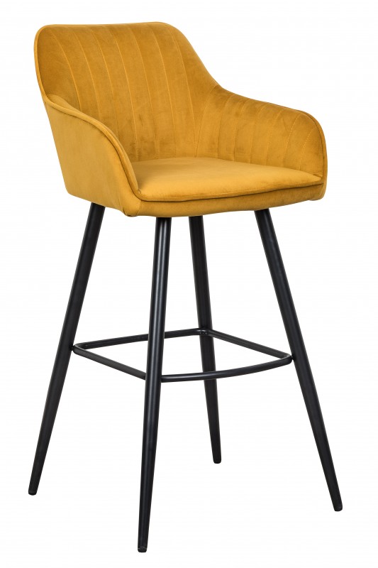 Barová židle Monroe - žlutá, samet / 40437