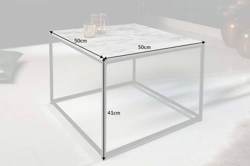 Konferenční stolek Elements 50cm x 50cm - mramor, bílý / 40112