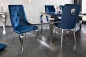 Stuhl Modern Barock royalblau Samt mit Löwenkopf/ 41505 