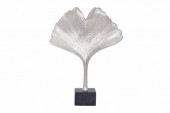 Deko Skulptur Ginkgo leaf silber/ 41786 