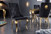 Stuhl Modern Barock schwarz mit Löwenkopf gold/ 42317 